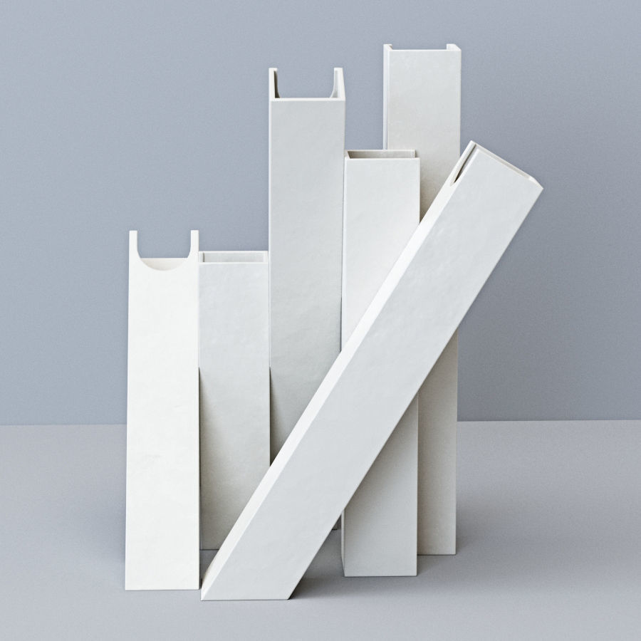 Vases set orange vase - art deco 3D model_4