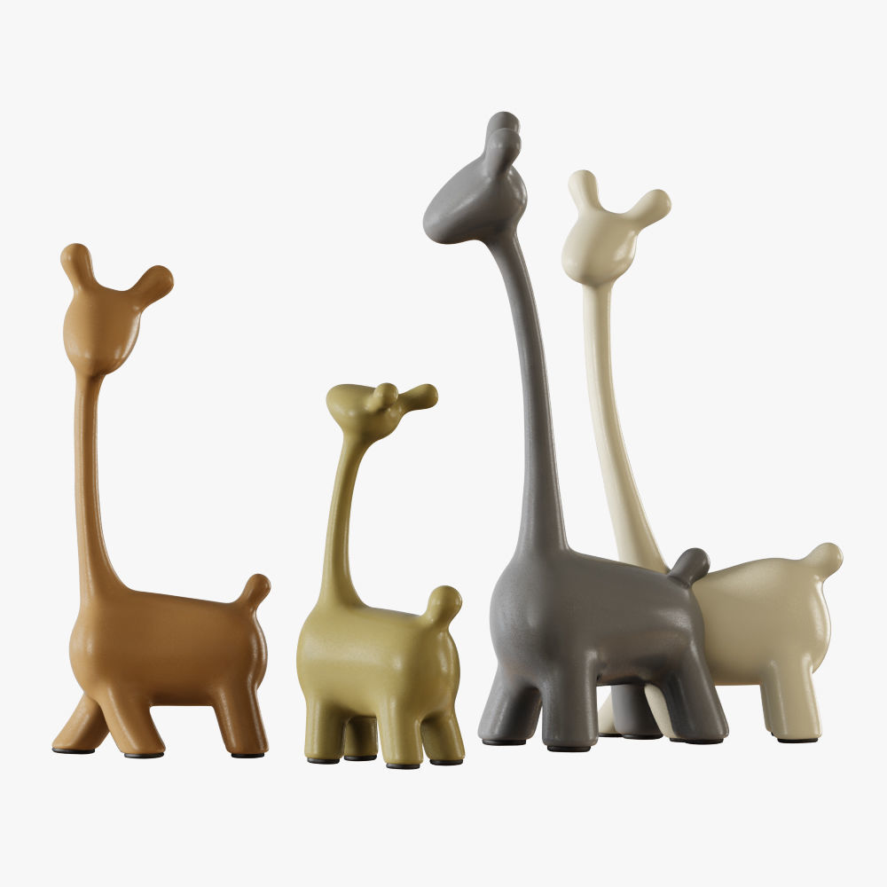 Figurines a family of deer 3D model_2