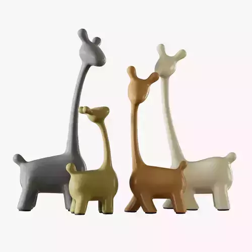 Figurines a family of deer 3D model