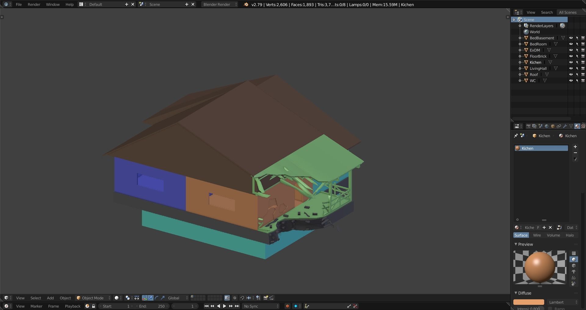 House Old  Low-poly 3D model_10