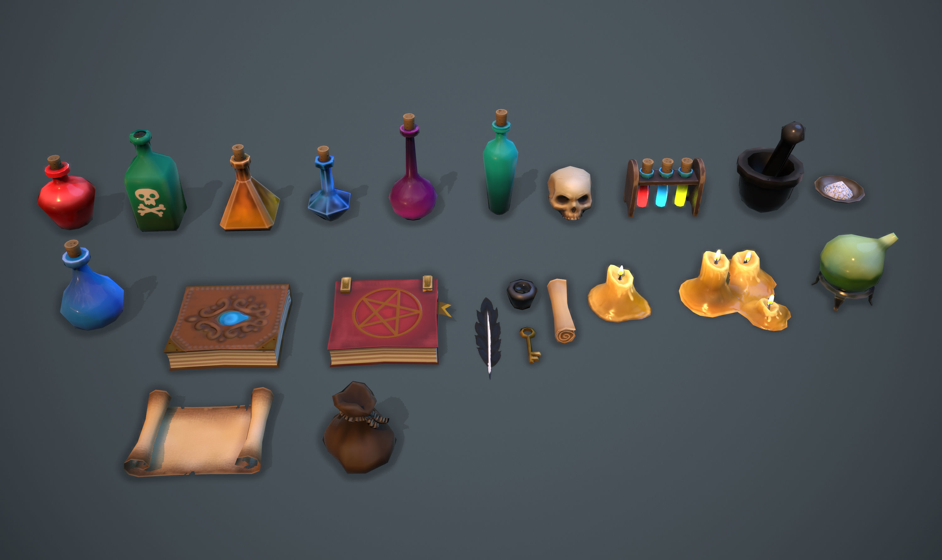Alchemist set - game ready props Low-poly 3D model_3