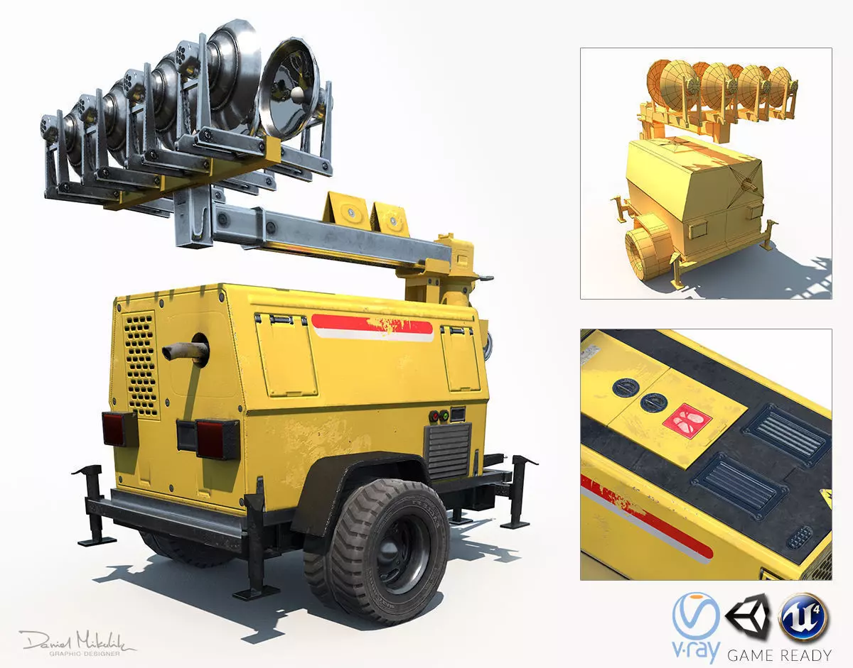 Tower Light Low Poly PBR Low-poly 3D model_0