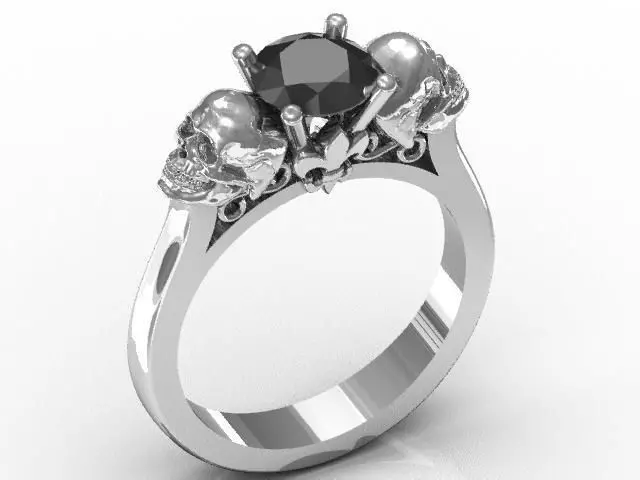 Skull Engagement Ring 3D print model_0