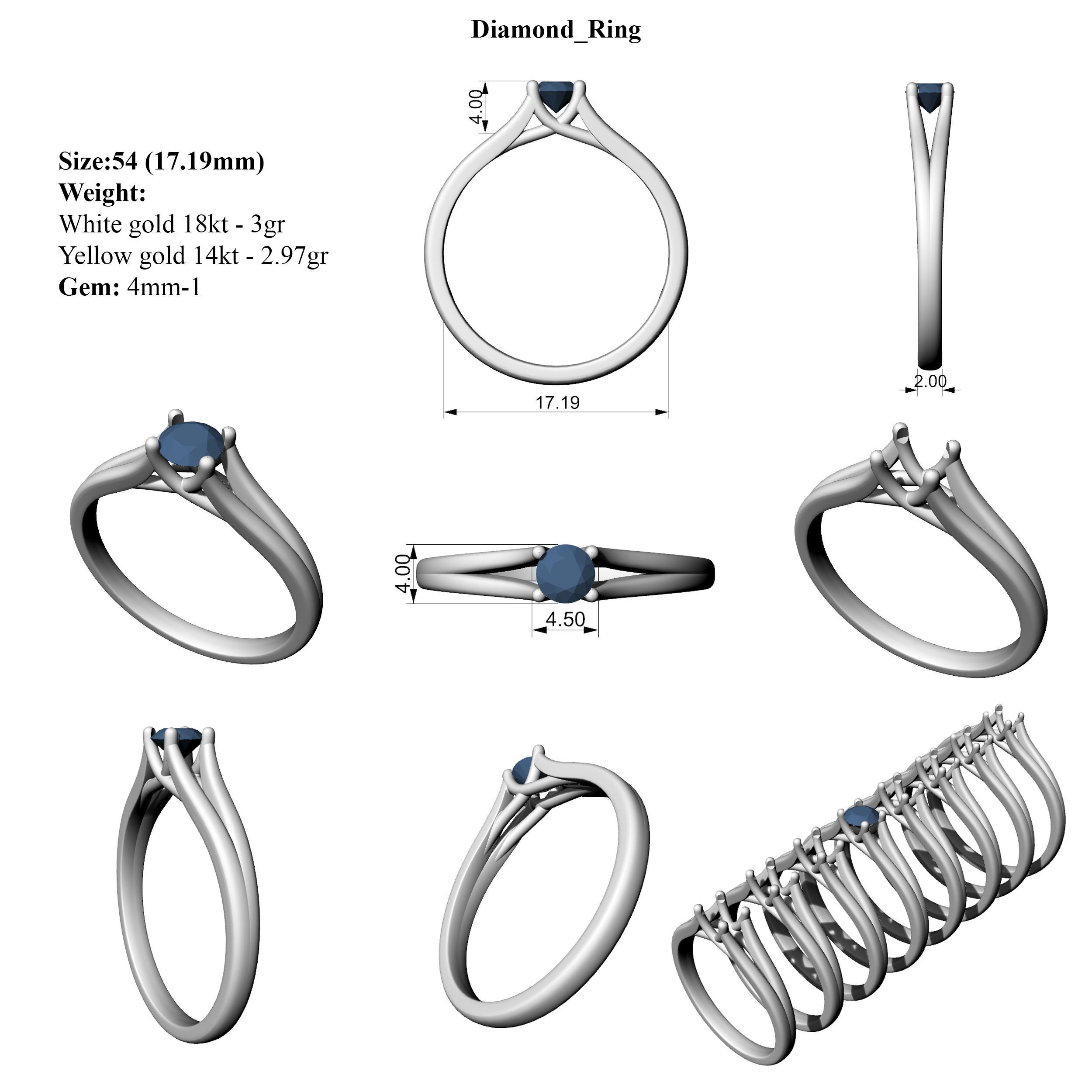 Diamond Ring All Size 3D print model_6