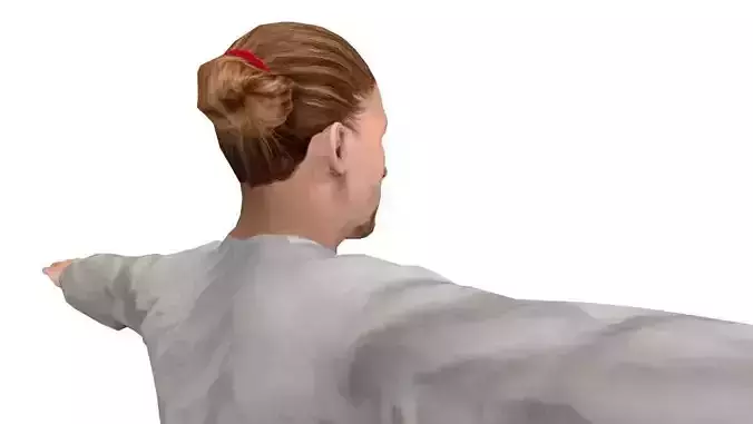 Long Hair Man Character Low-poly 3D model