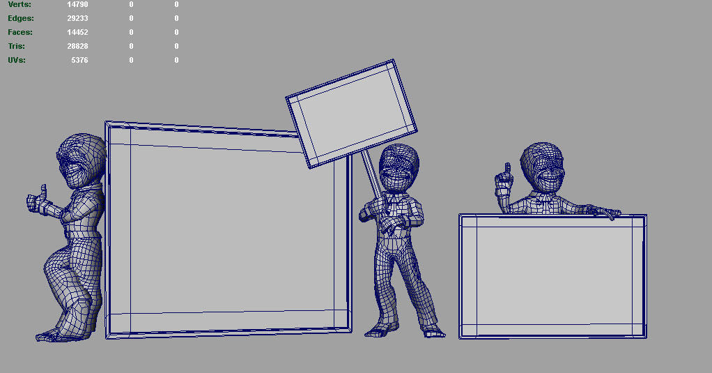 Abstract character with a transparency set Low-poly 3D model_1