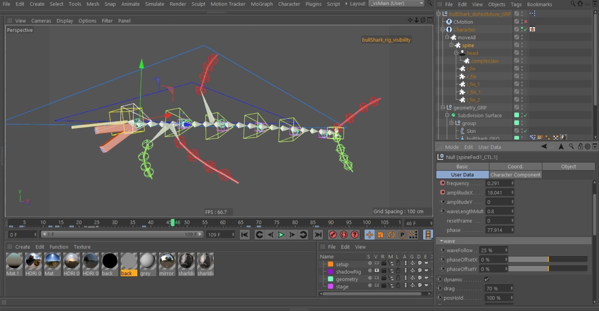 Bull shark rigged and animated for Cinema 4d  Low-poly 3D model_12