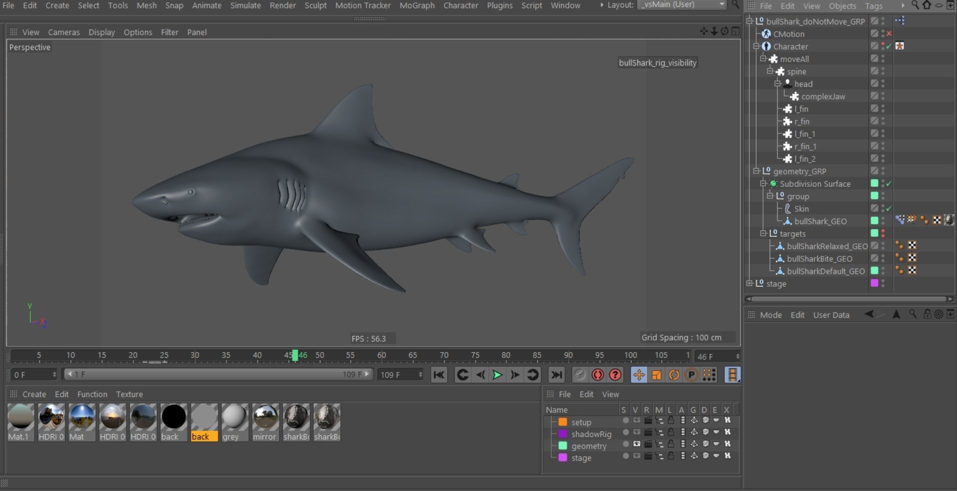 Bull shark rigged and animated for Cinema 4d  Low-poly 3D model_8