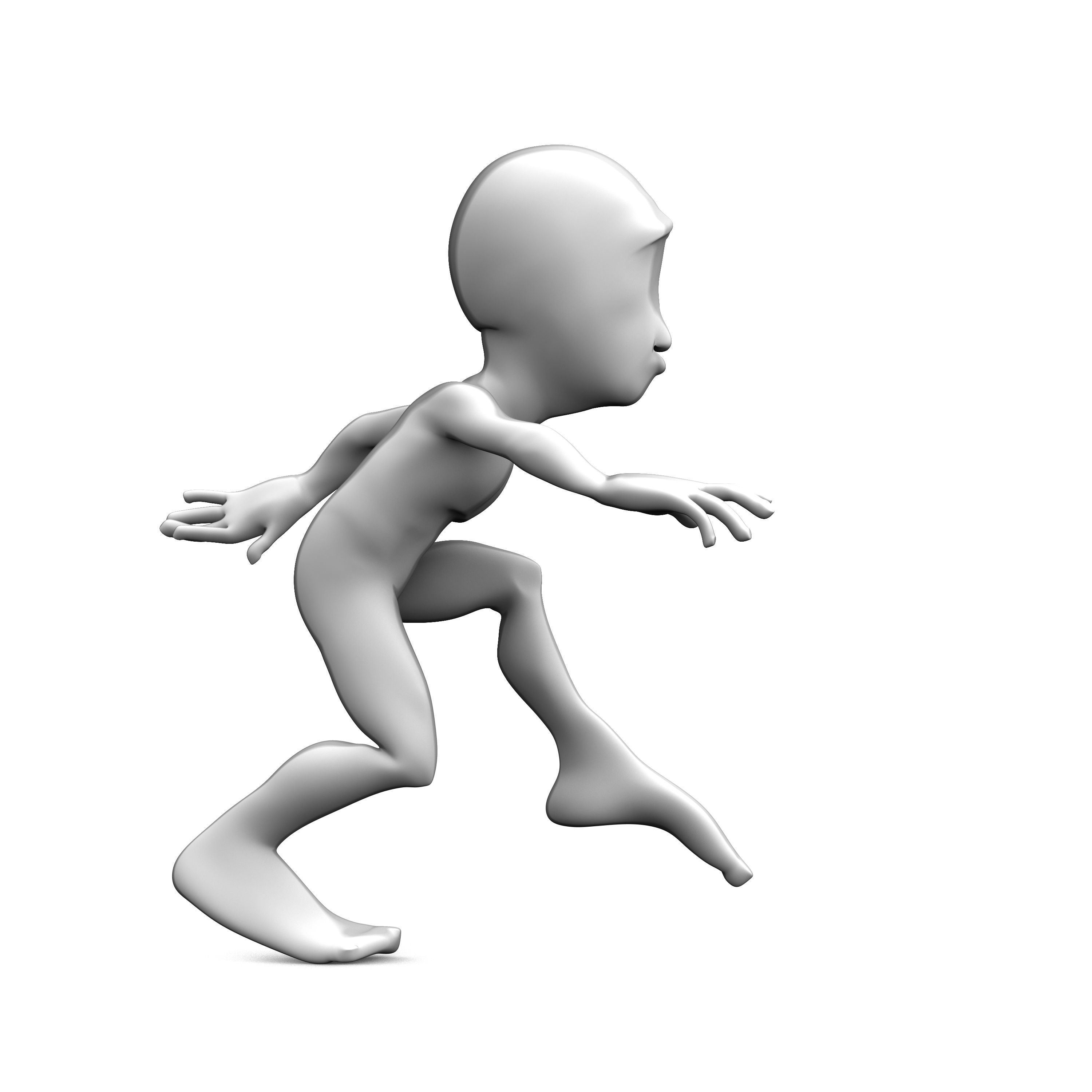 Abstract sneaking character set Low-poly 3D model_1