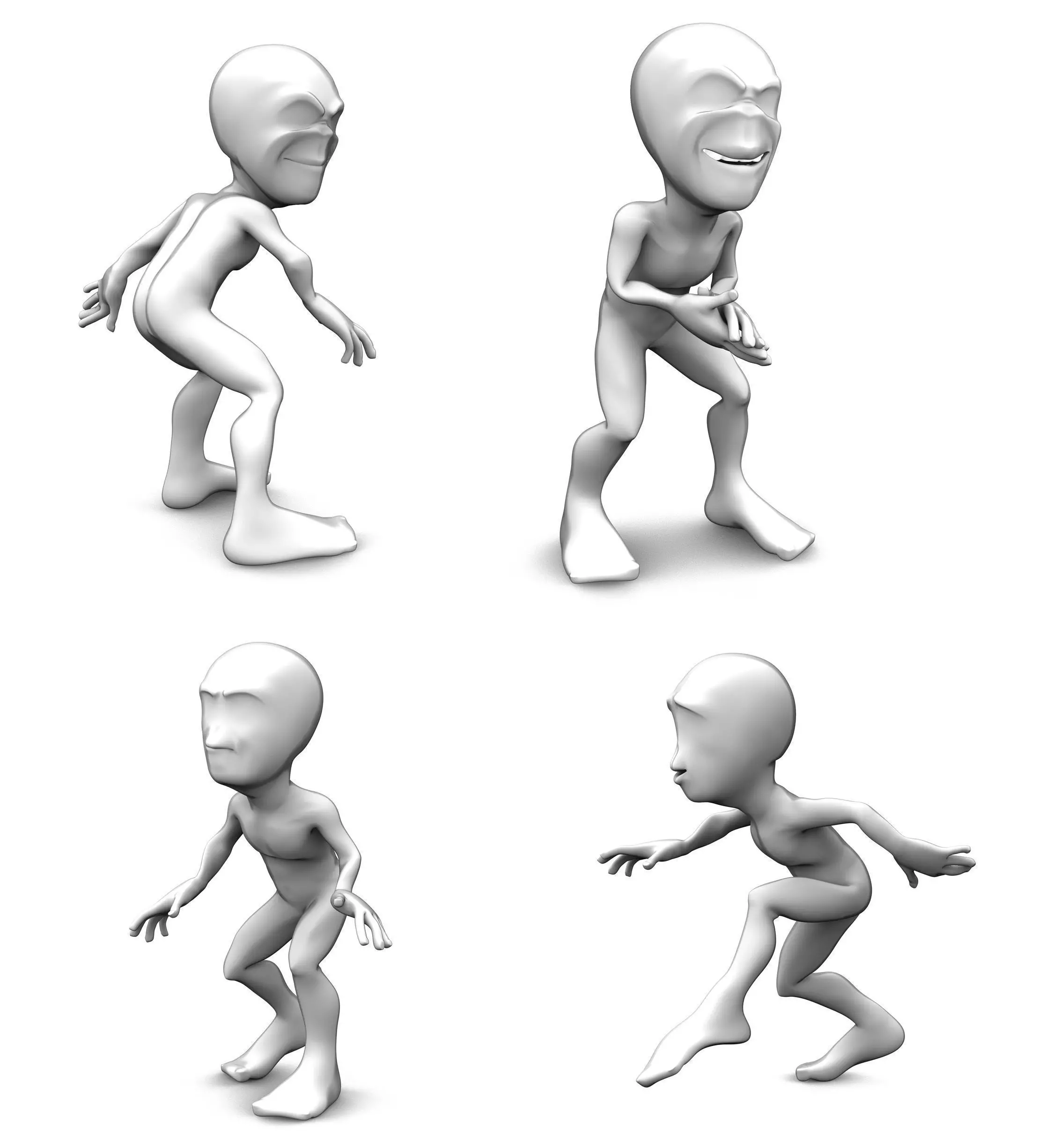Abstract sneaking character set Low-poly 3D model_0