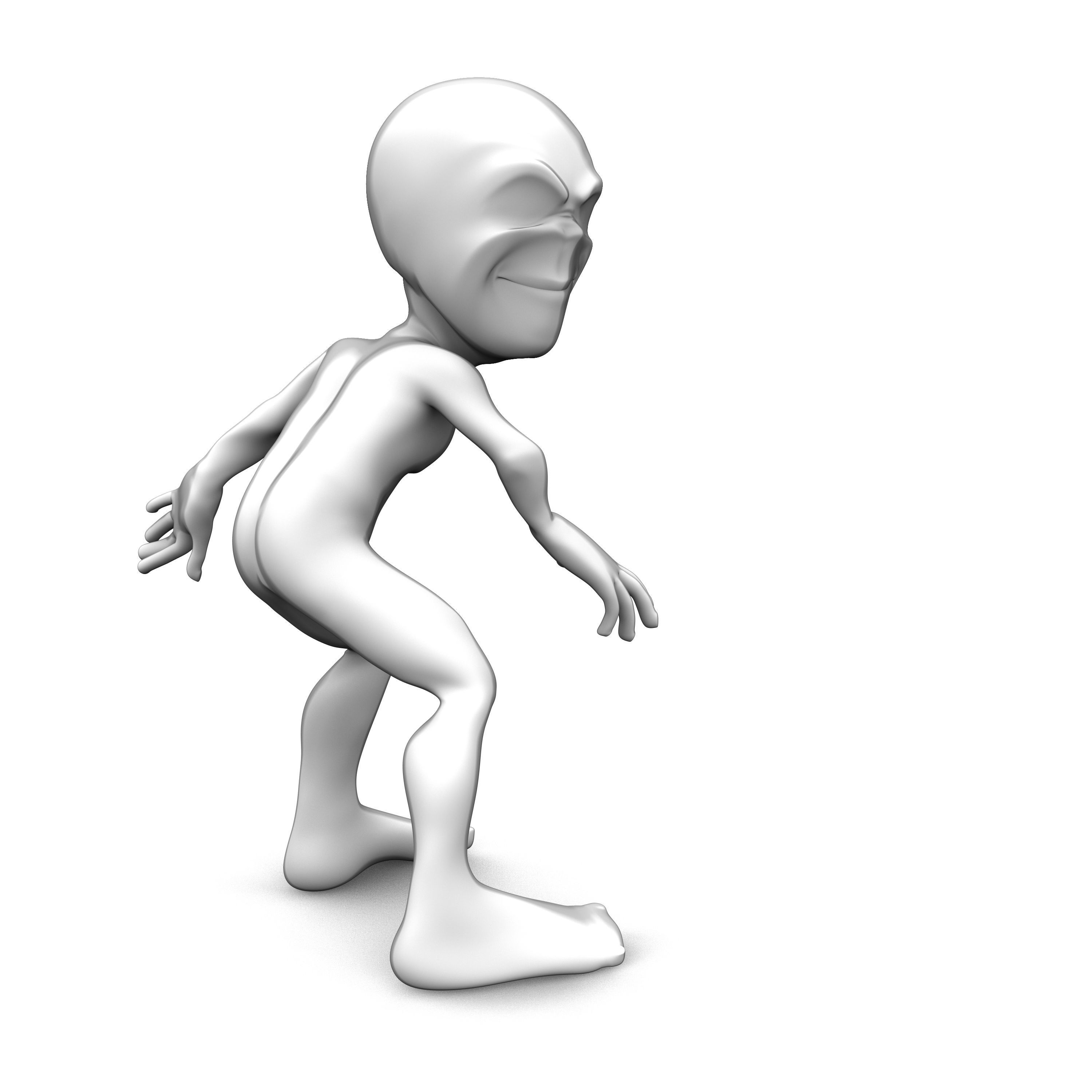 Abstract sneaking character set Low-poly 3D model_9