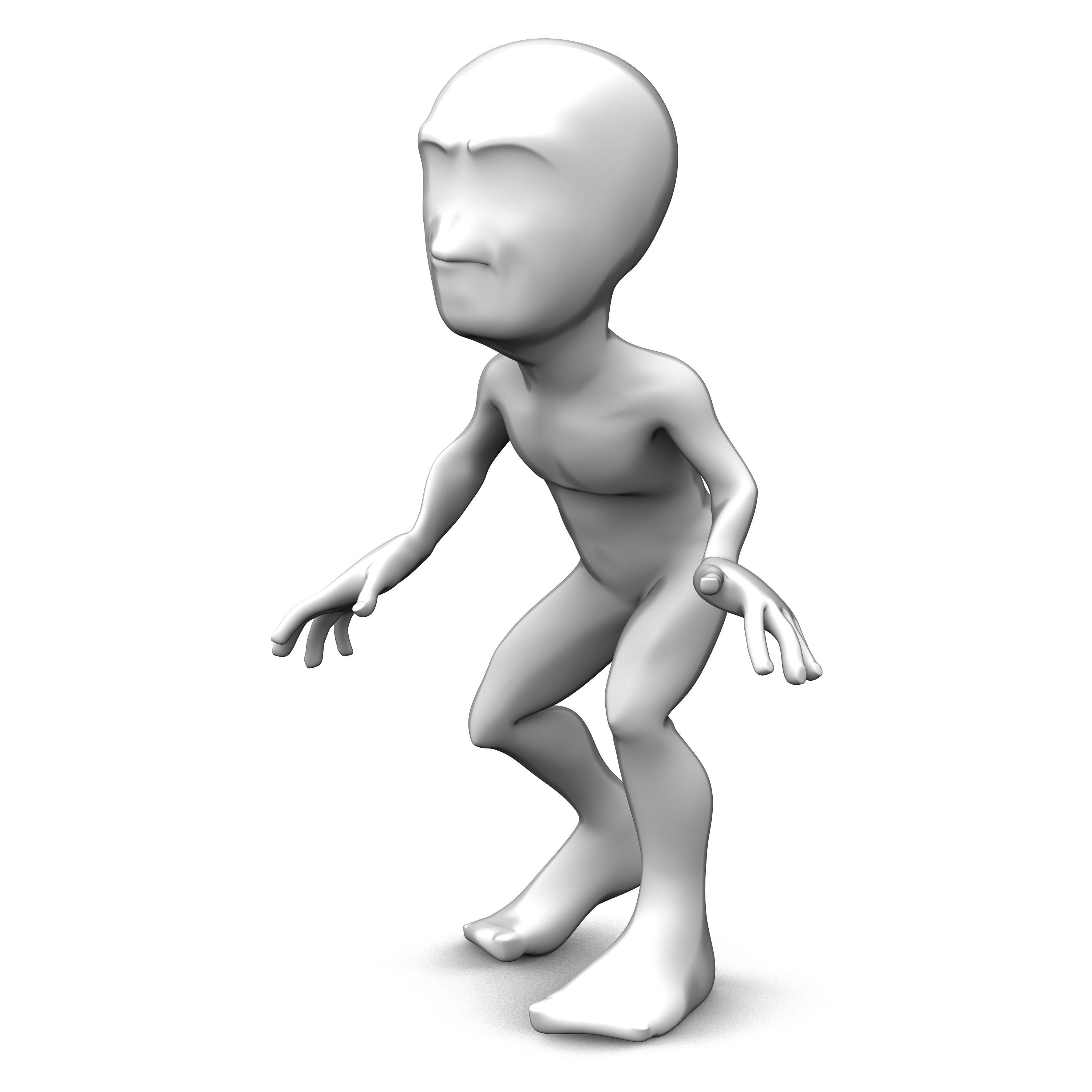 Abstract sneaking character set Low-poly 3D model_3