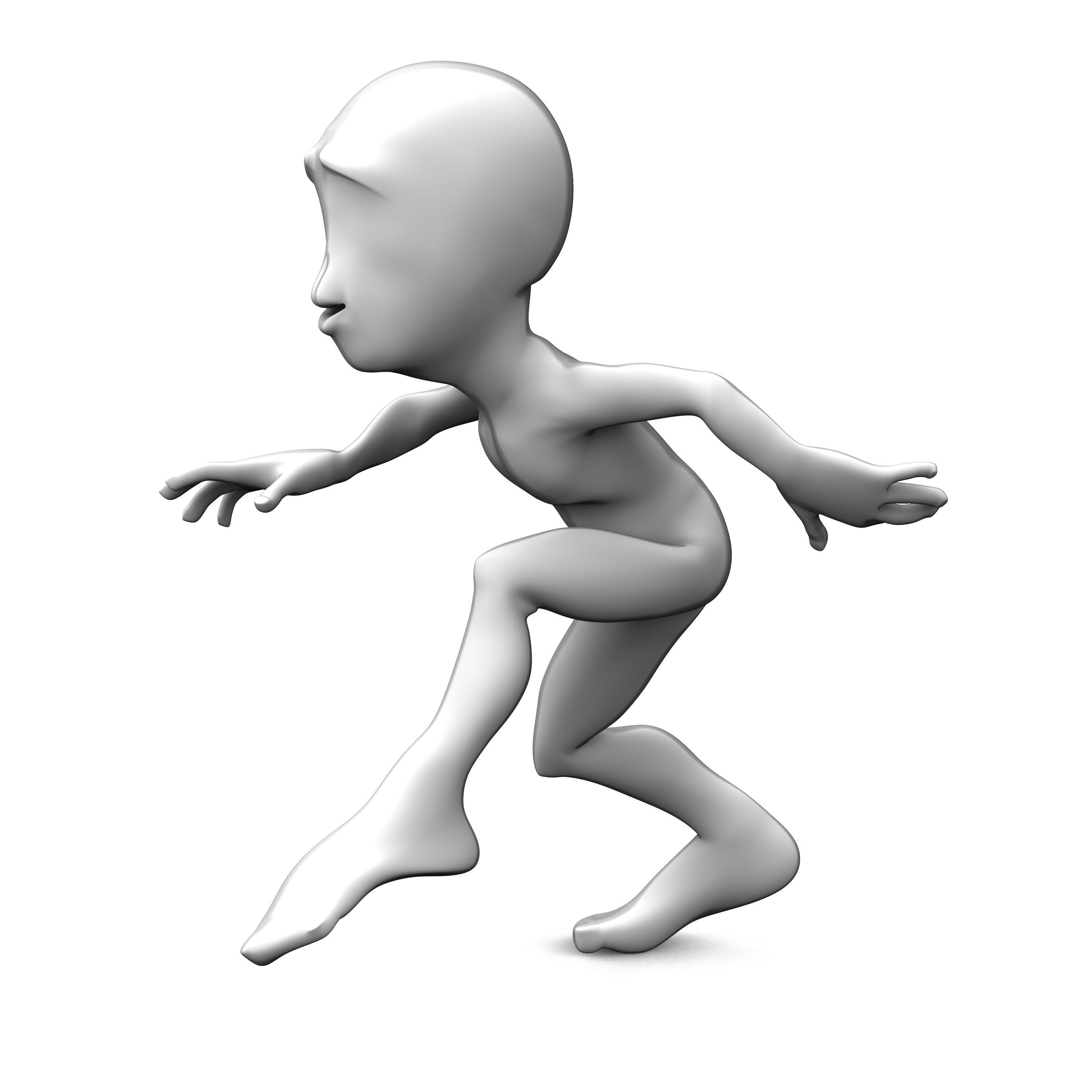 Abstract sneaking character set Low-poly 3D model_5