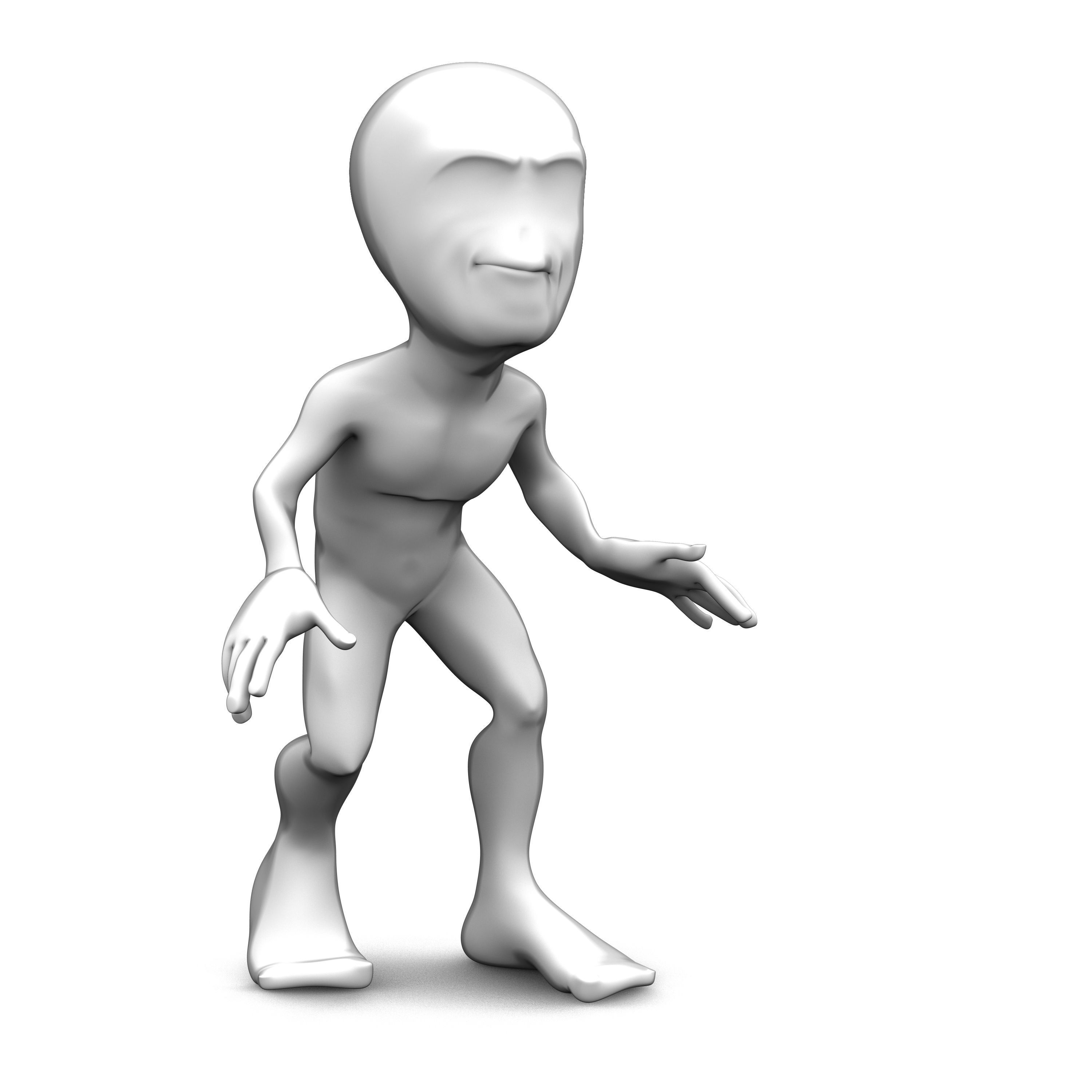 Abstract sneaking character set Low-poly 3D model_2