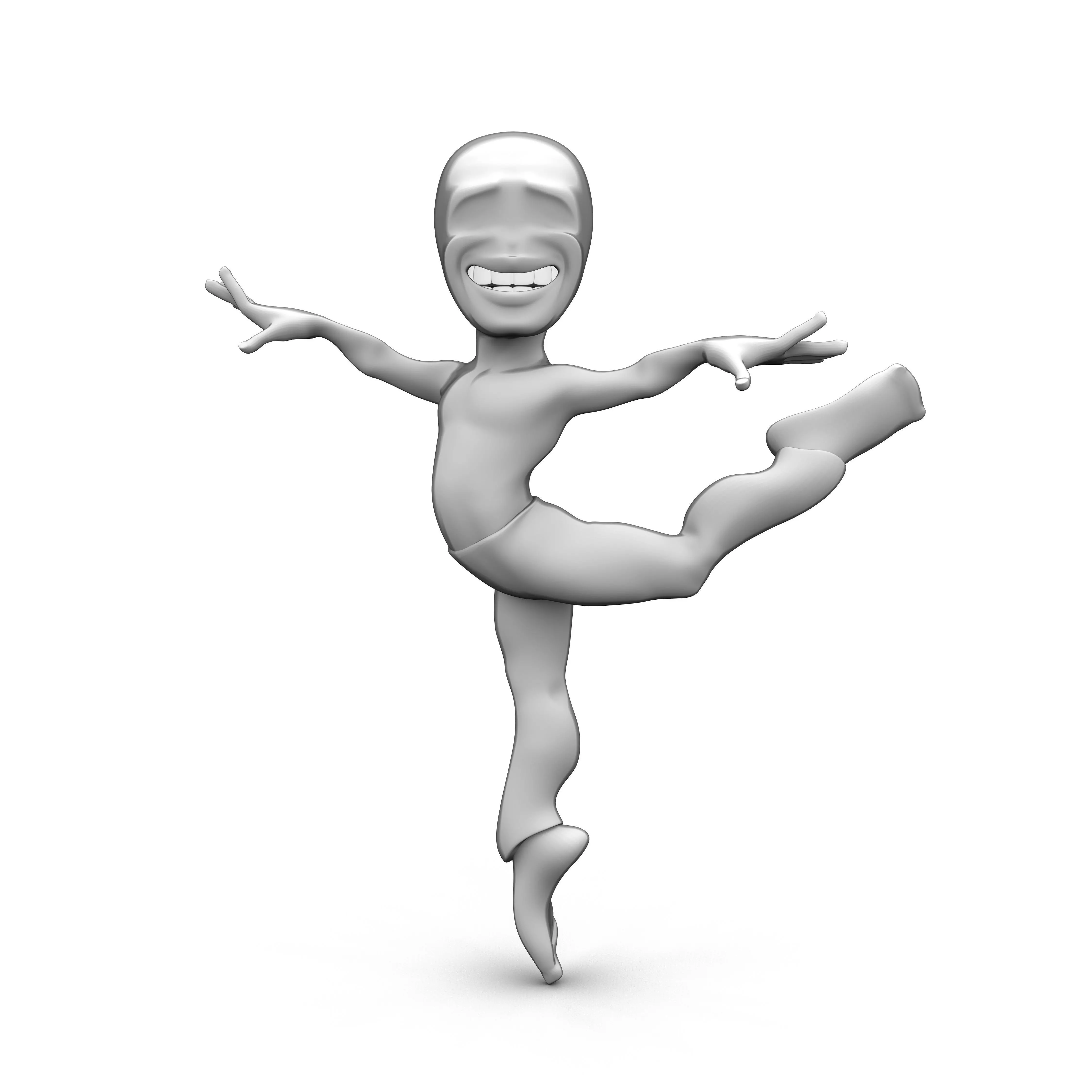 Abstract dancing character Low-poly 3D model_0