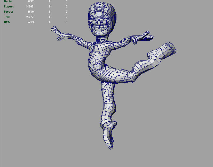 Abstract dancing character Low-poly 3D model_1