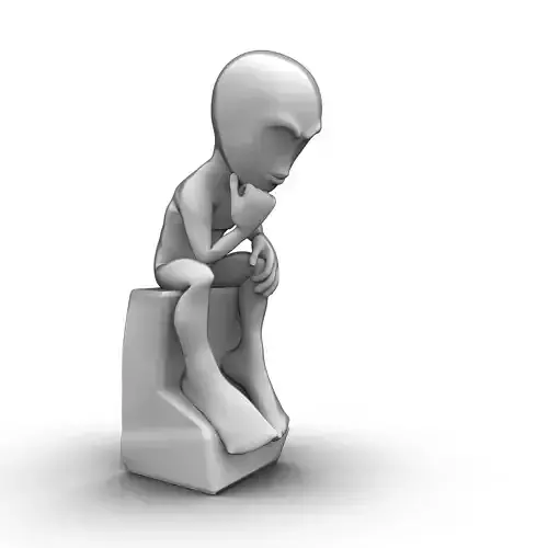 Abstract thinking character Low-poly 3D model