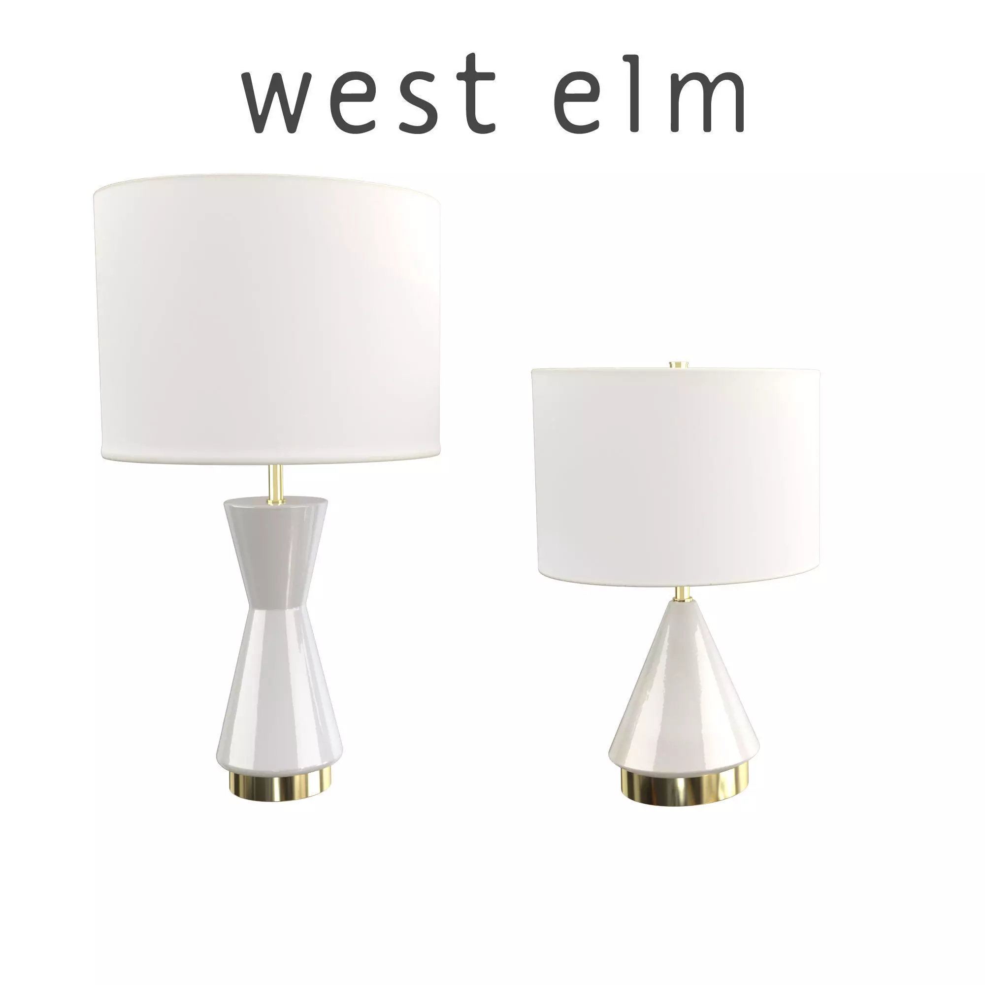 West Elm Metalized Glass Table Lamp Pearl White 3D model_0