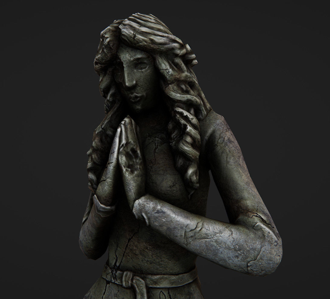 Lady Statue - PBR Low-poly 3D model_2