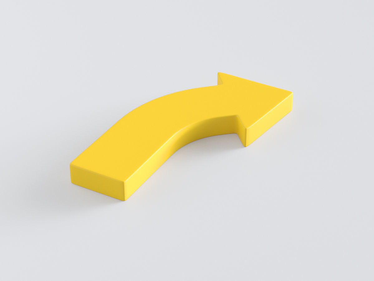 Arrow Bold Curve Right 3D model_1