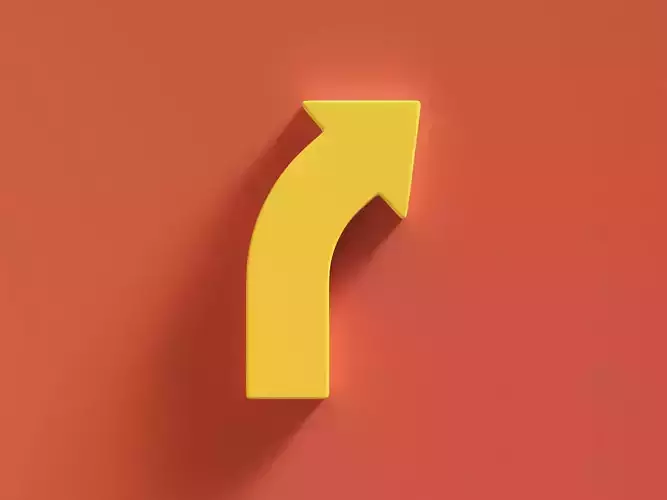 Arrow Bold Curve Right 3D model