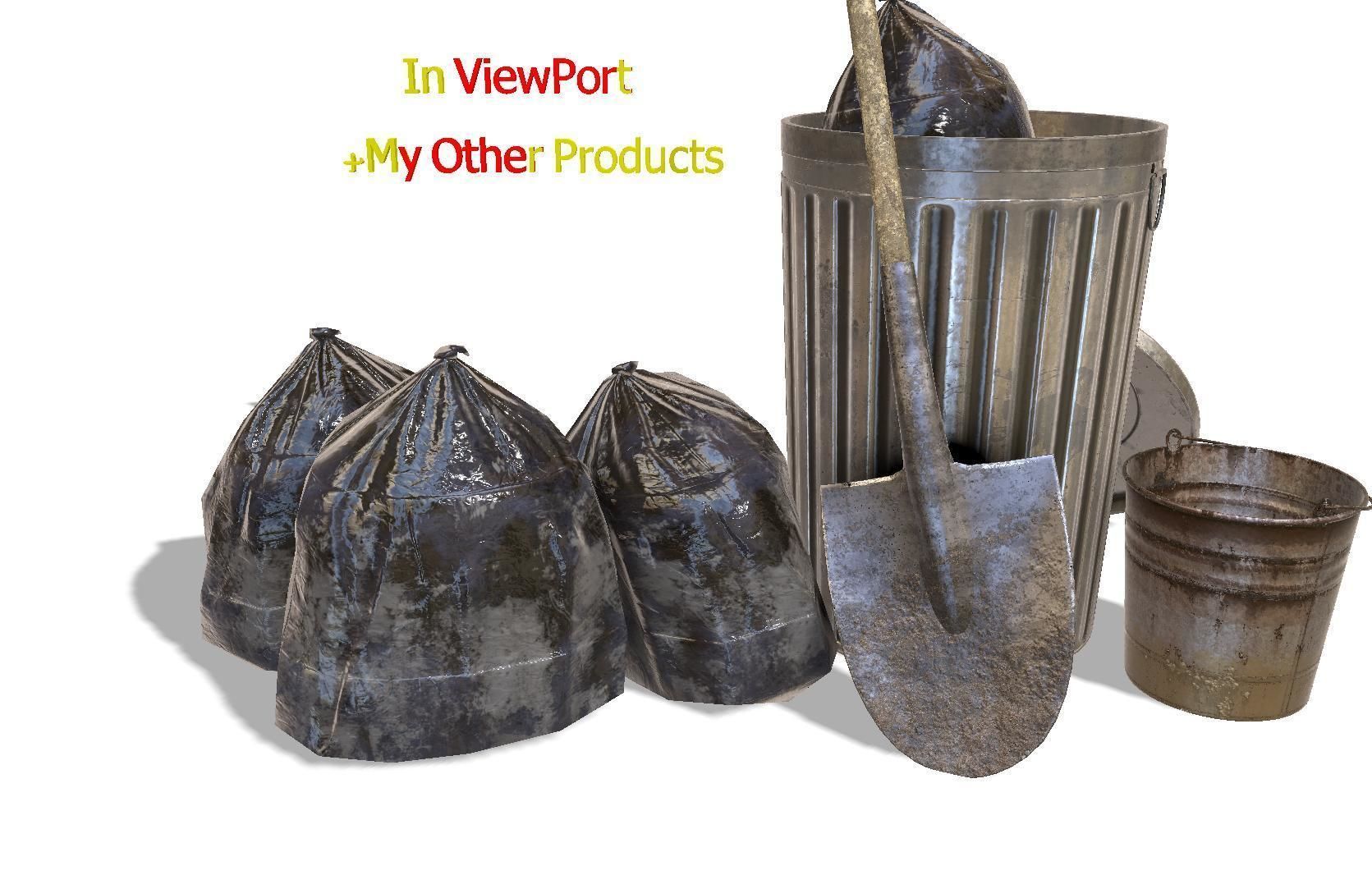 garbage bag - PBR - Game Ready Low-poly 3D model_11