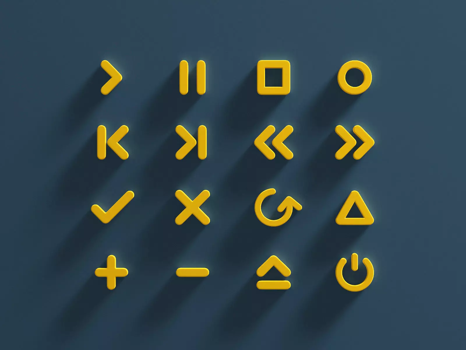 Icon Set Media Player  3D model_0