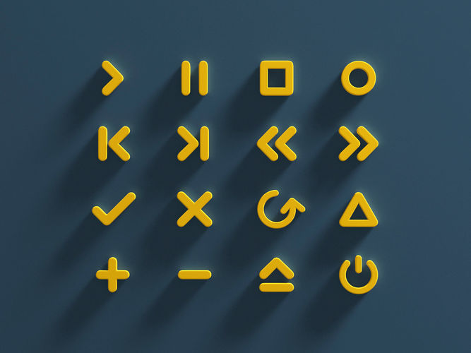 Icon Set Media Player  3D model