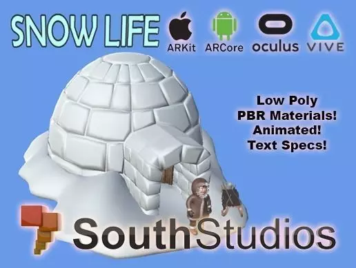 Animated Snow Life AR VR Unity 3dsmax Low-poly 3D model