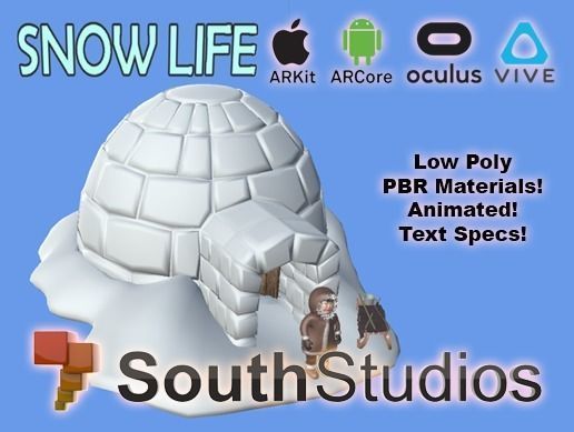 Animated Snow Life AR VR Unity 3dsmax Low-poly 3D model