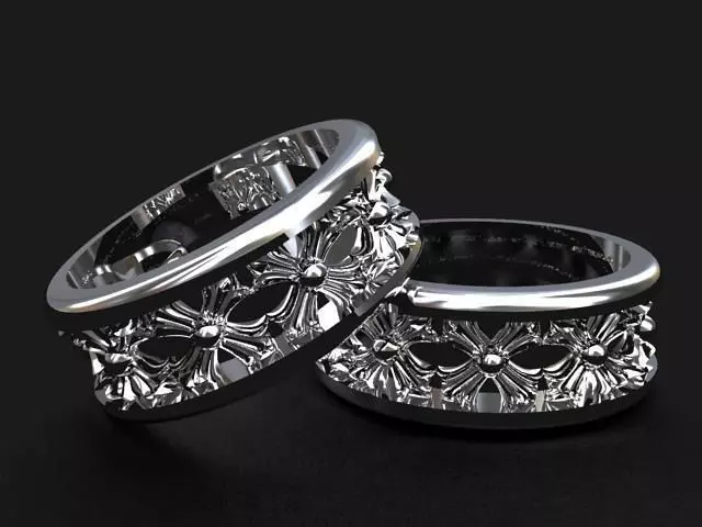 Lily Cross Sign Ring 3D print model_0