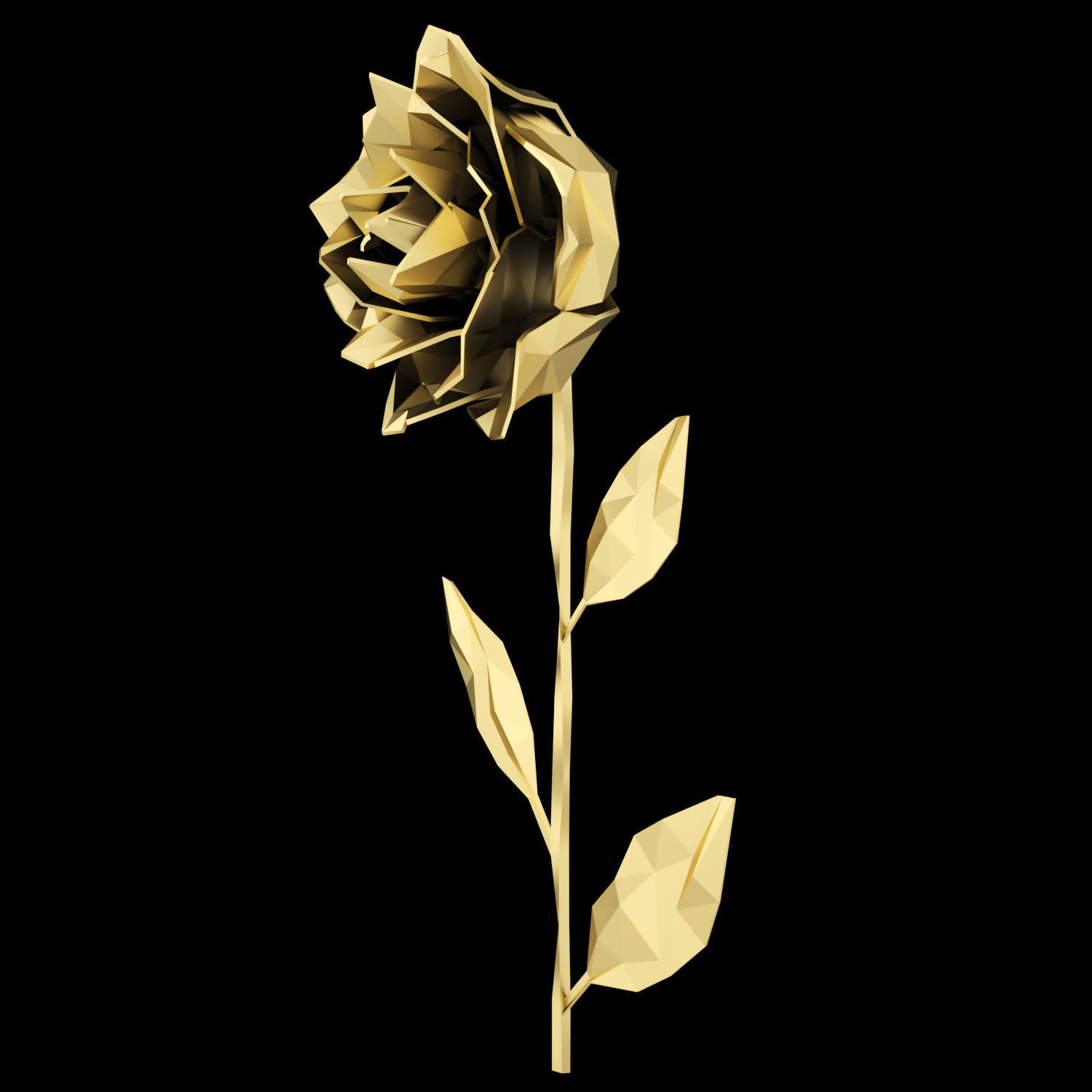 Abstract Golden Rose Low-poly 3D model_1