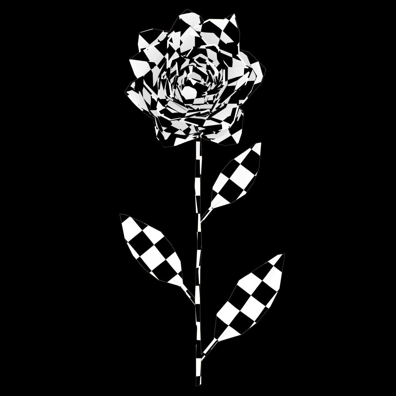 Abstract Golden Rose Low-poly 3D model_2