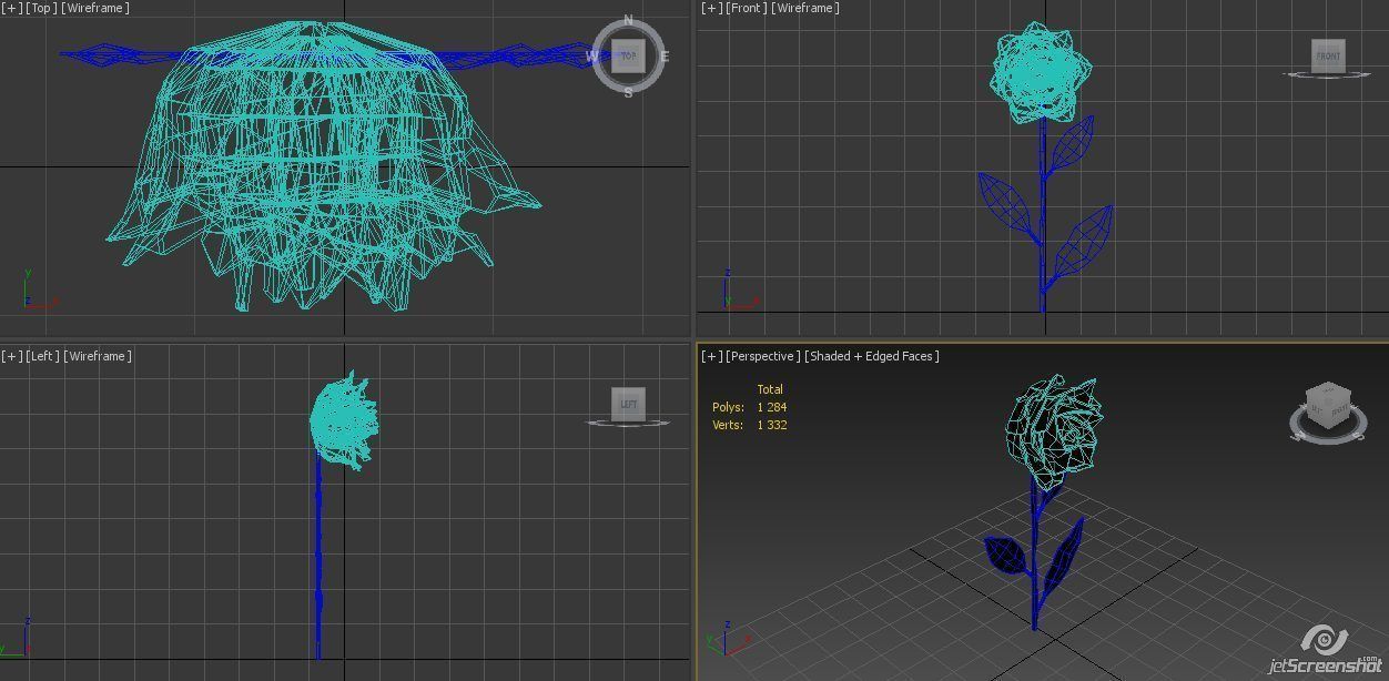 Abstract Golden Rose Low-poly 3D model_6