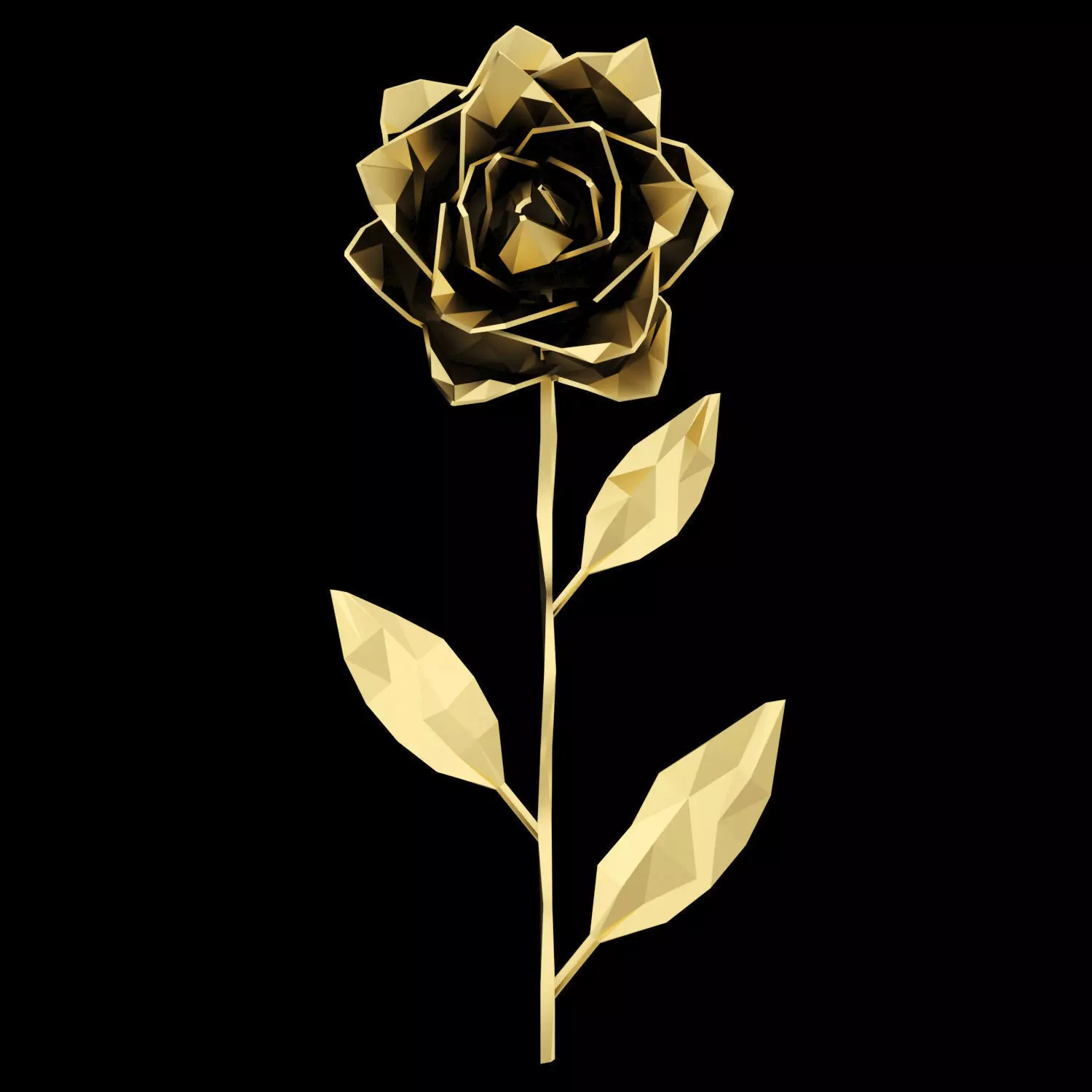 Abstract Golden Rose Low-poly 3D model_0