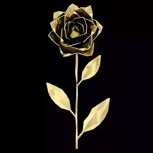 Abstract Golden Rose  Low-poly 3D model