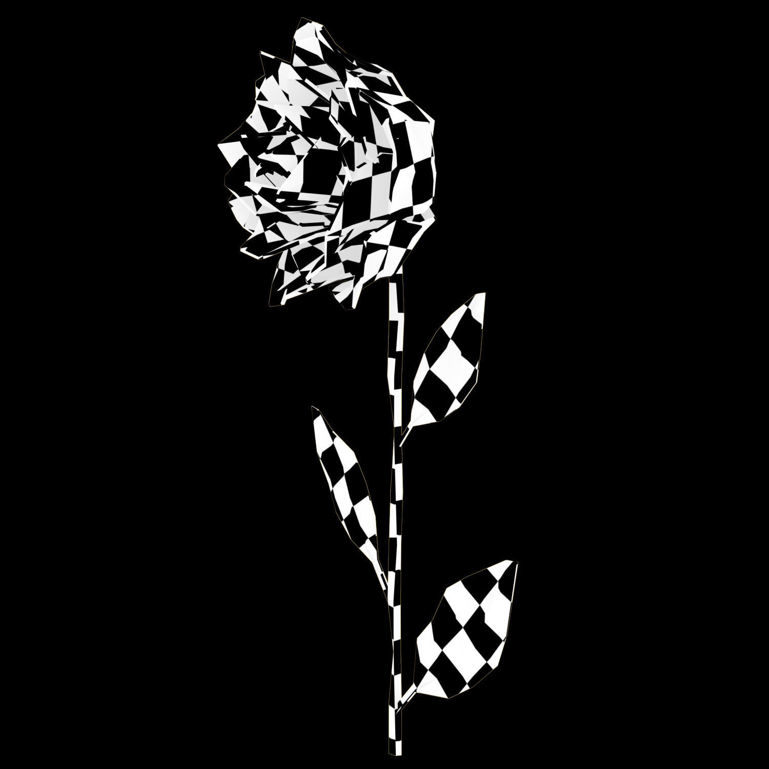 Abstract Golden Rose Low-poly 3D model_3