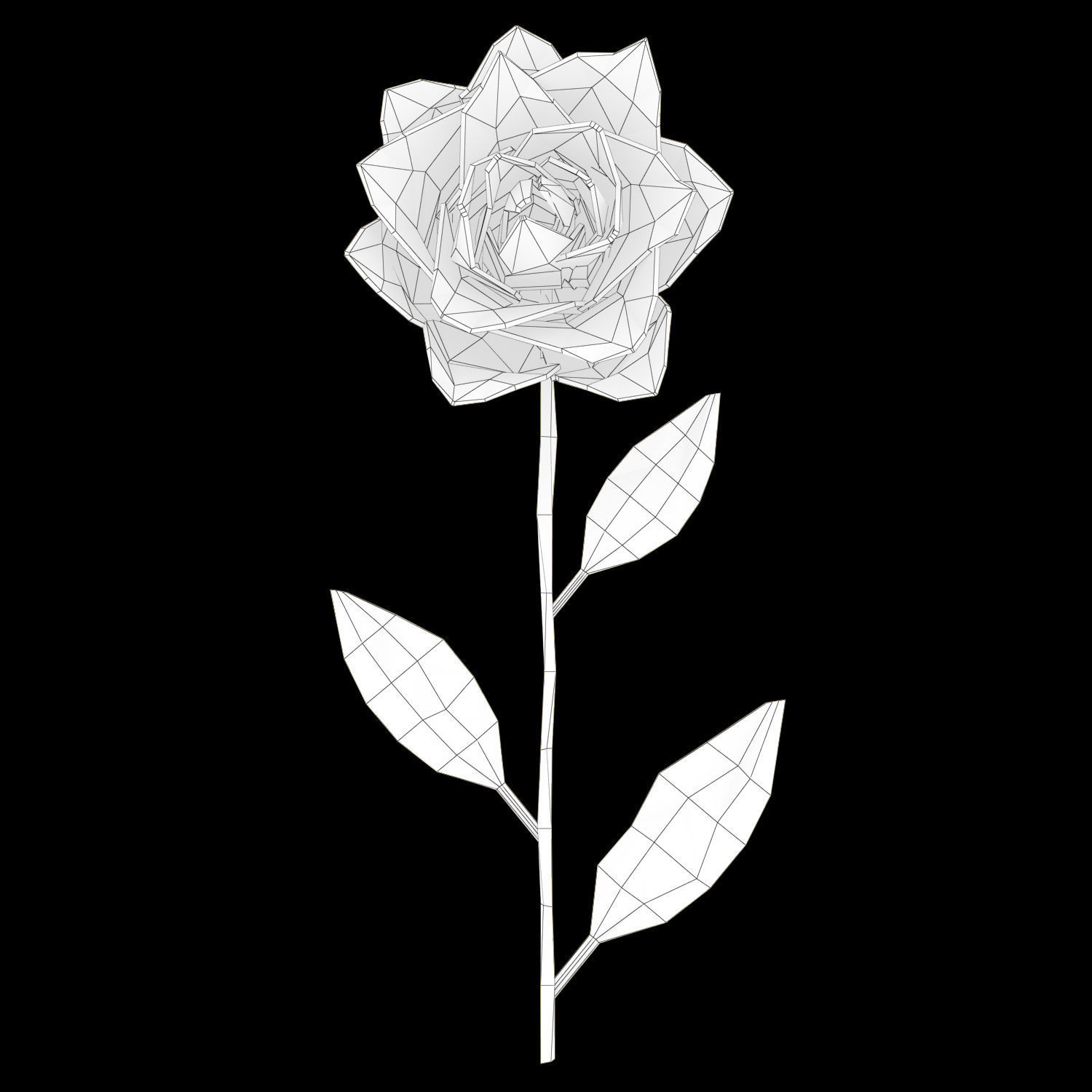 Abstract Golden Rose Low-poly 3D model_4