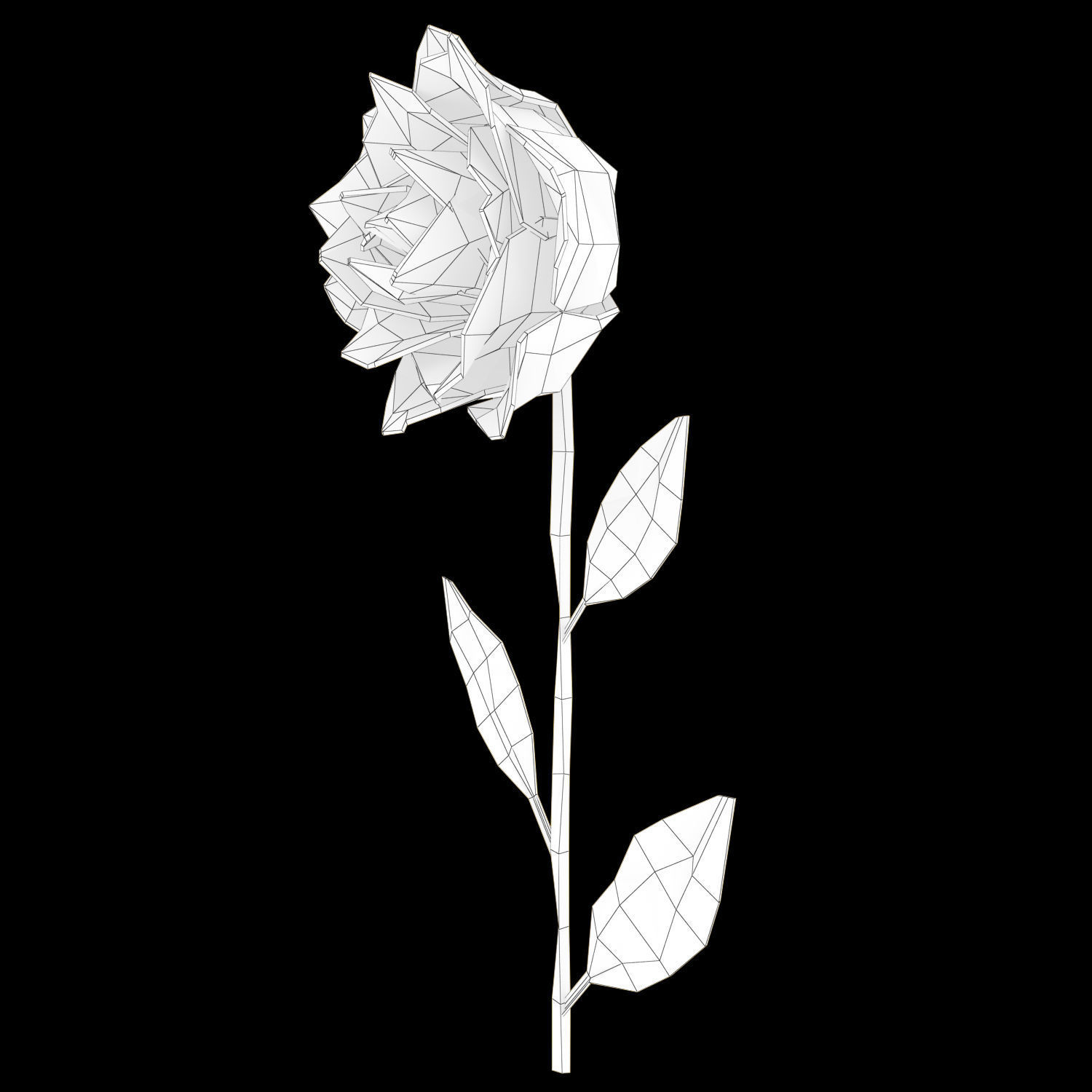 Abstract Golden Rose Low-poly 3D model_5