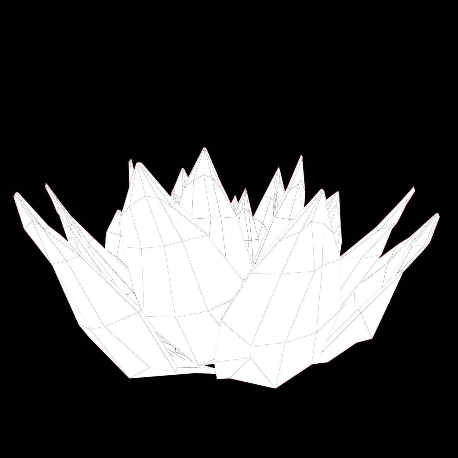 Abstract Lotus Crystal Low-poly 3D model_2