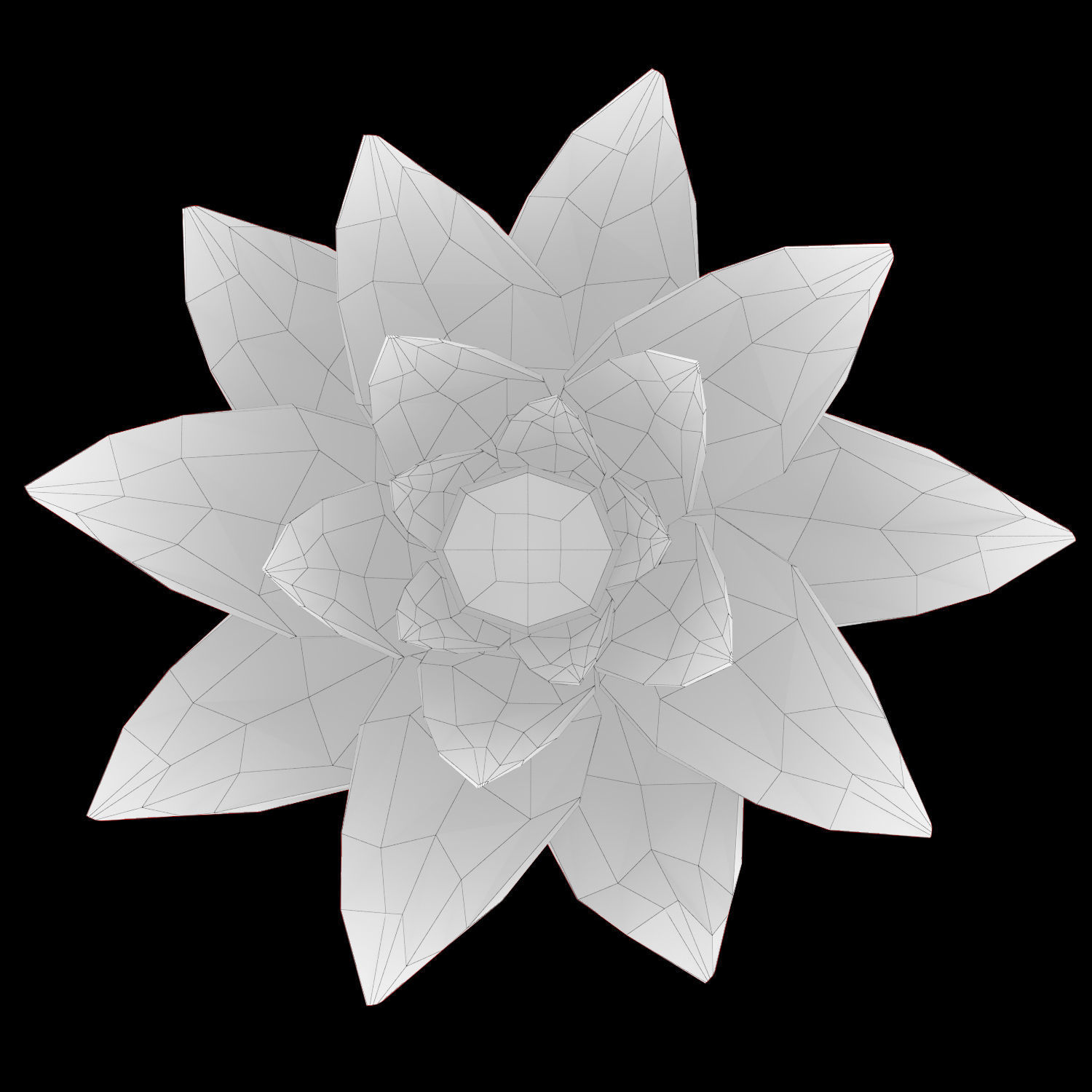 Abstract Lotus Crystal Low-poly 3D model_3