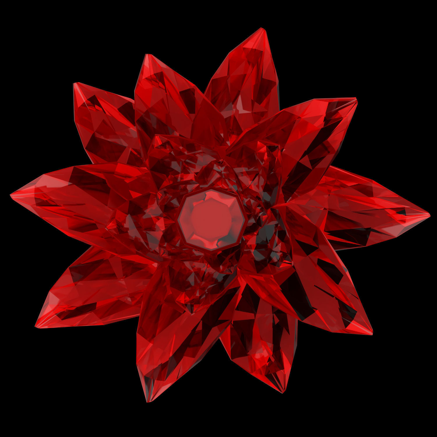 Abstract Lotus Crystal Low-poly 3D model_1