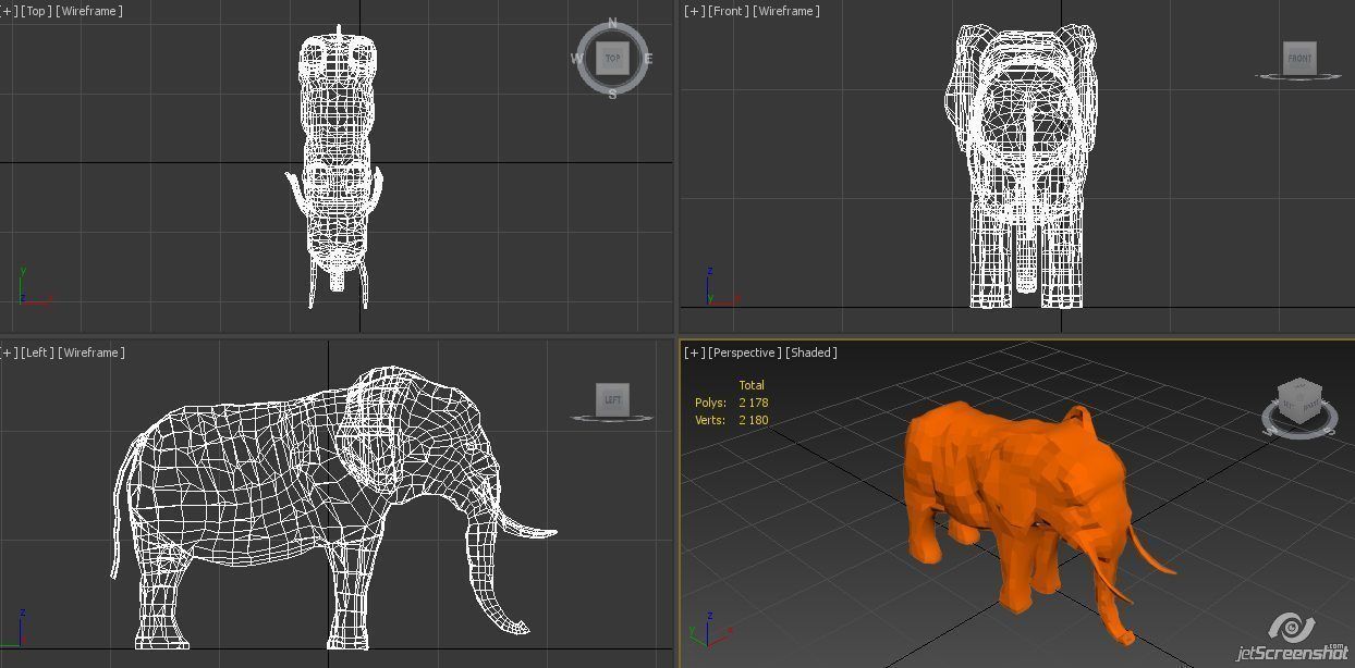 Abstract Poly-style Elephant Figure Low-poly 3D model_6