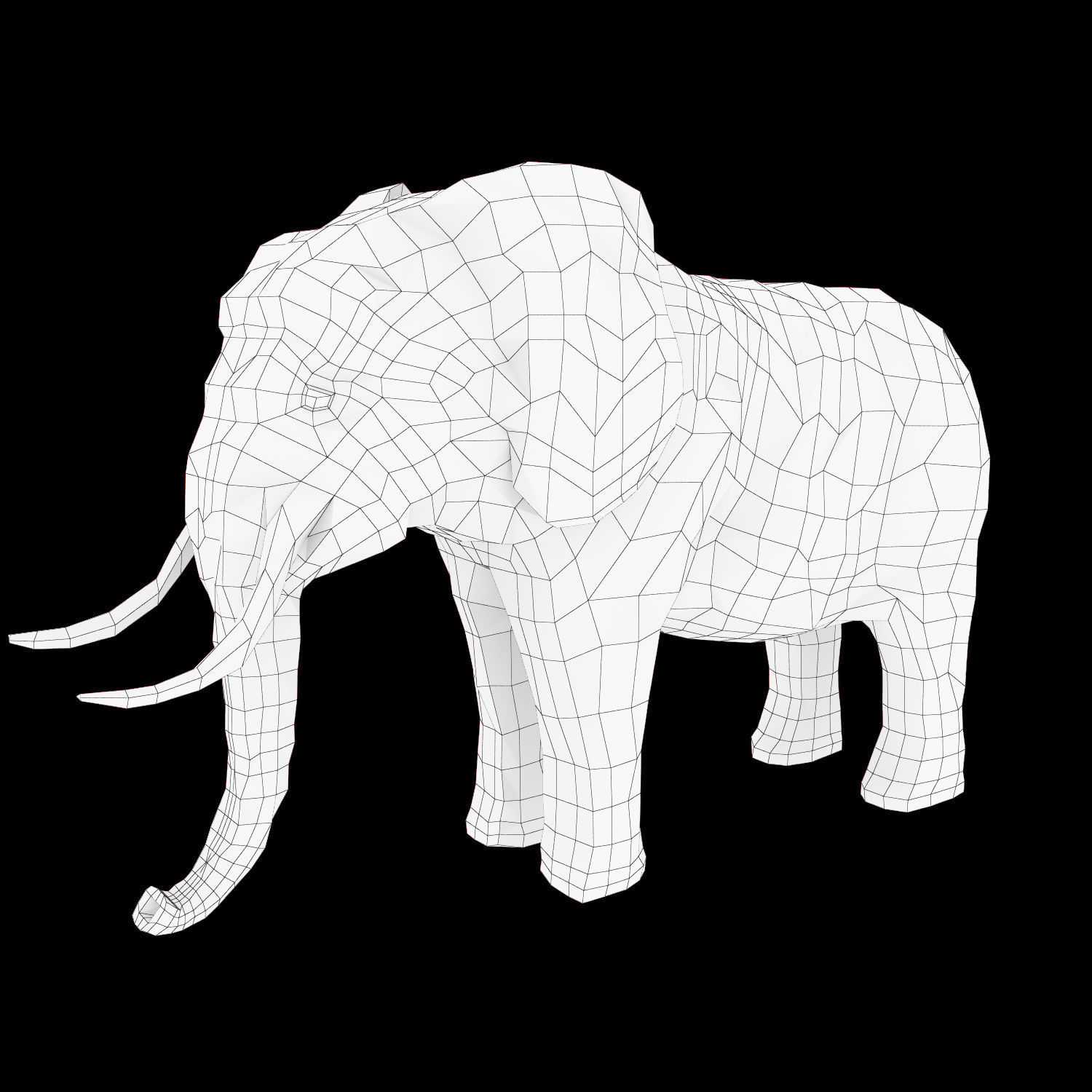 Abstract Poly-style Elephant Figure Low-poly 3D model_3