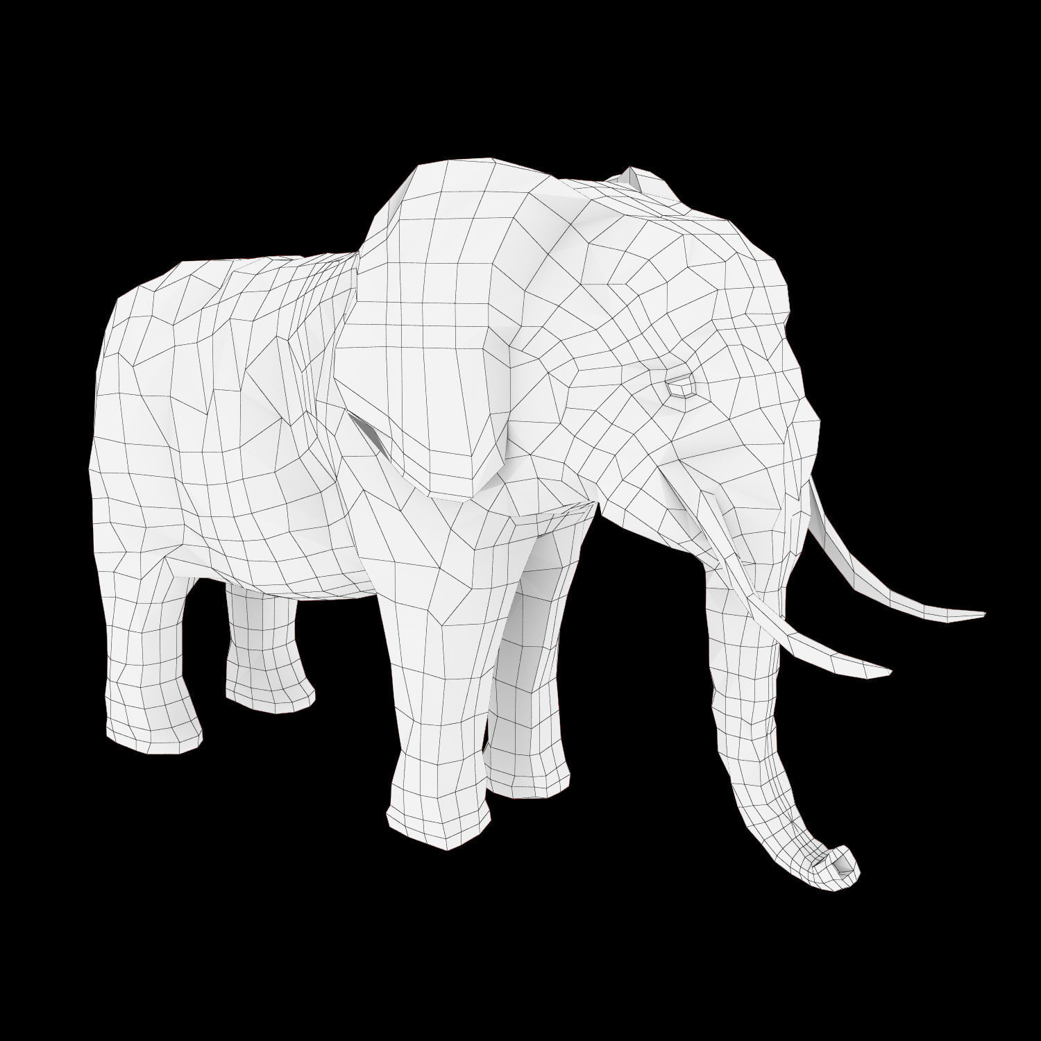 Abstract Poly-style Elephant Figure Low-poly 3D model_2