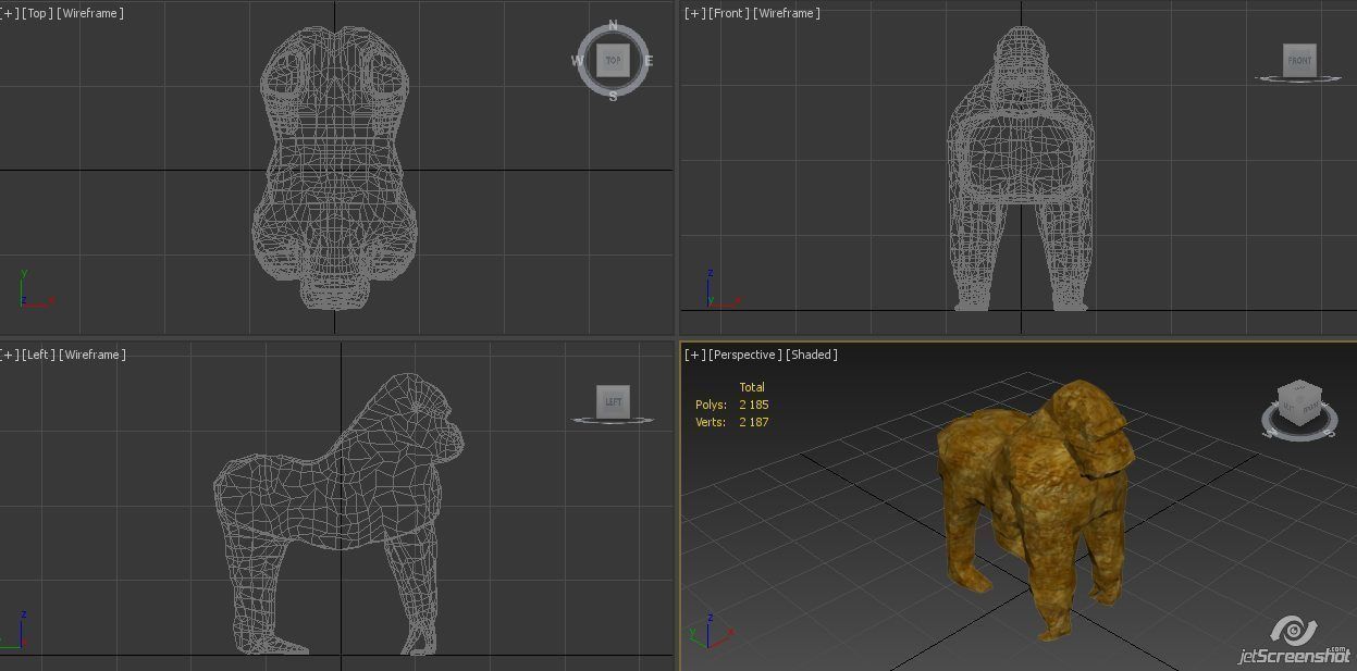 Abstract Poly-style Gorilla Figure Low-poly 3D model_6