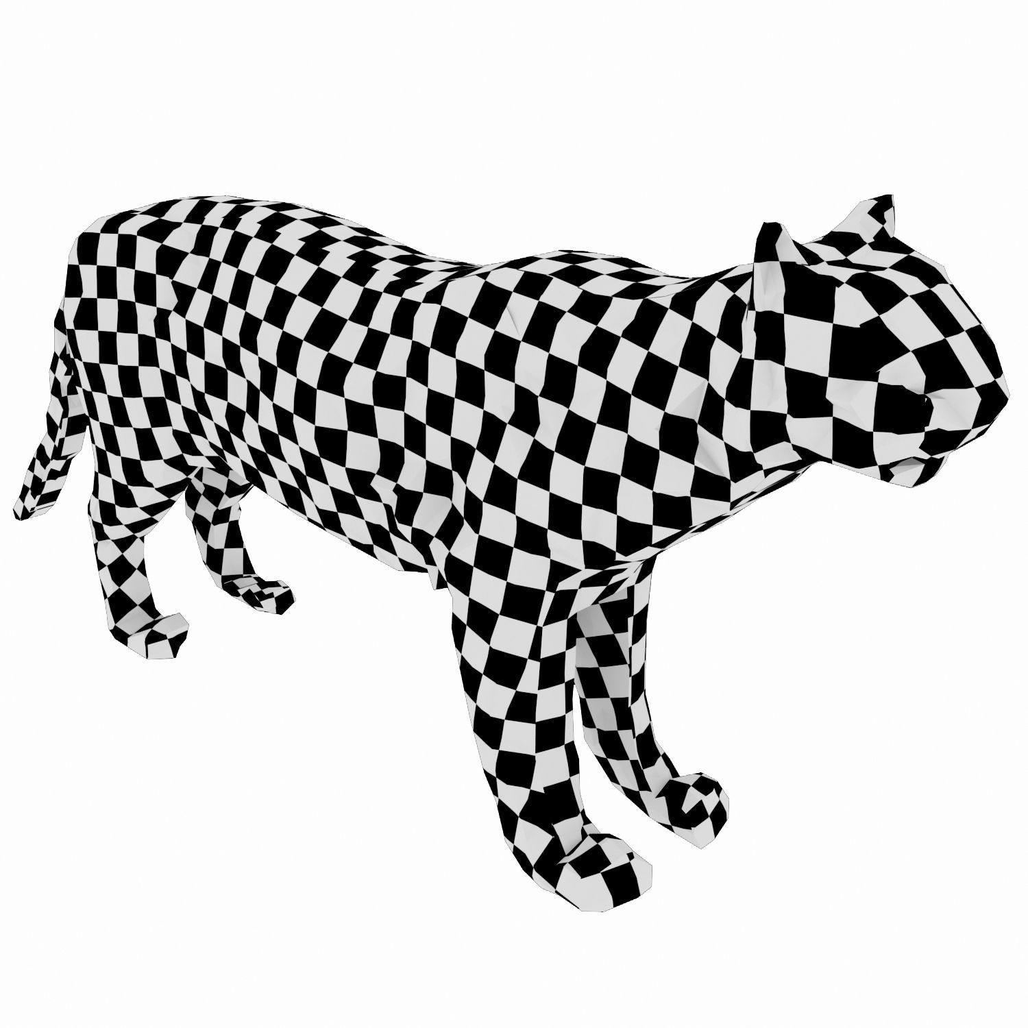 Abstract Poly-style Black Stone Tiger Figure Low-poly 3D model_3