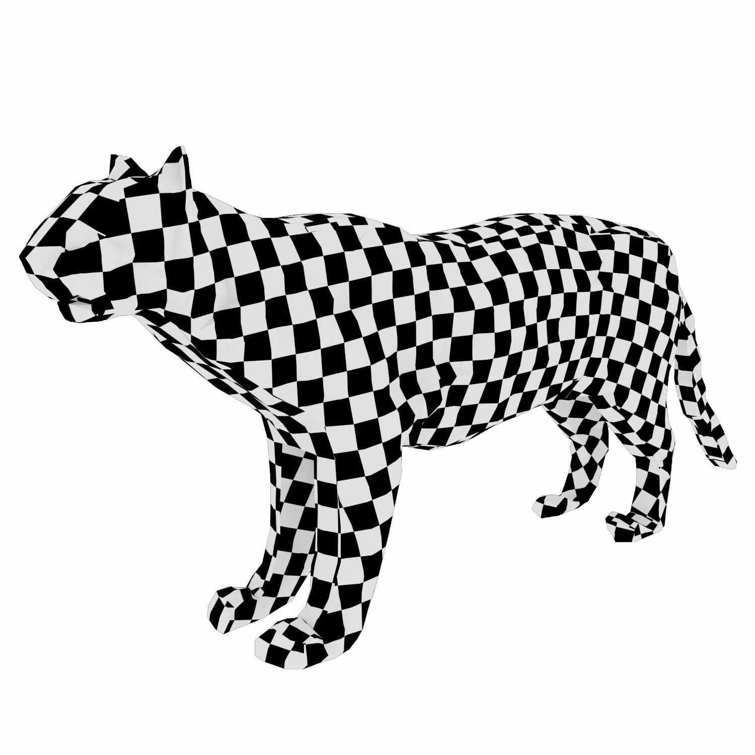 Abstract Poly-style Black Stone Tiger Figure Low-poly 3D model_2