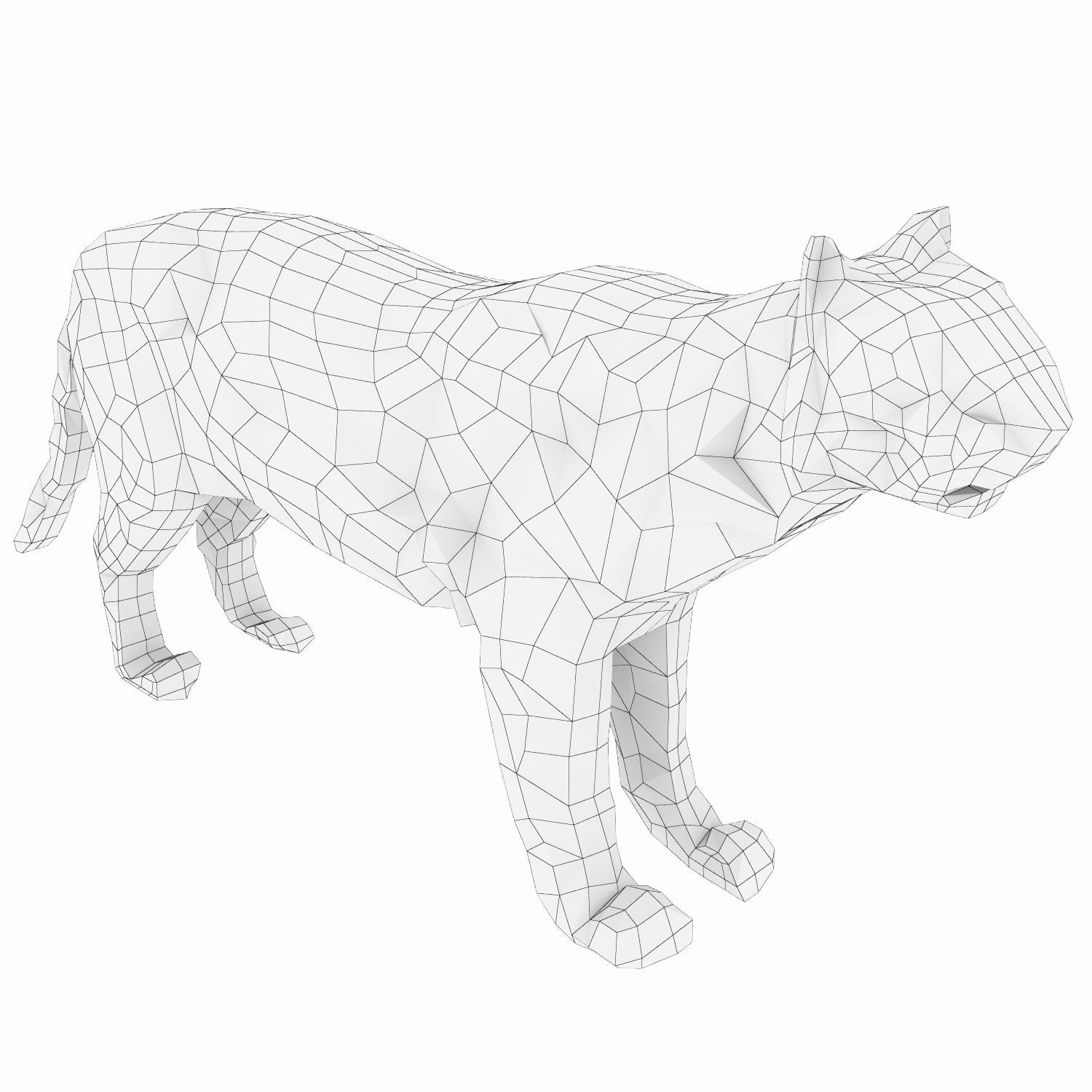 Abstract Poly-style Black Stone Tiger Figure Low-poly 3D model_5