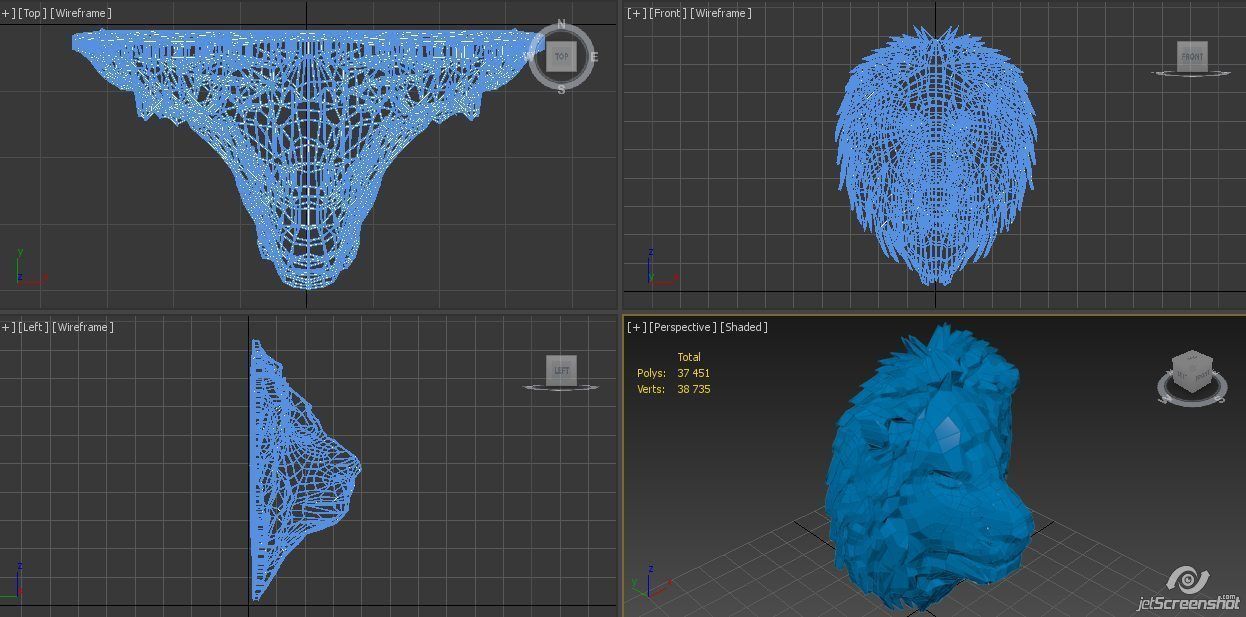 Abstract Poly-style Lion head Low-poly 3D model_6